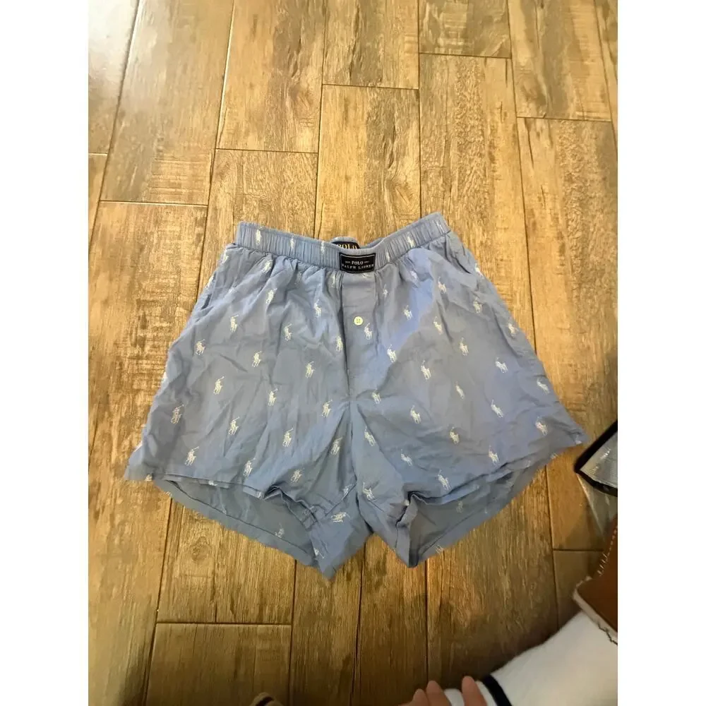 Polo Ralph Lauren Boxer Shorts Size Small Blue Classic Woven Cotton Polo Pony